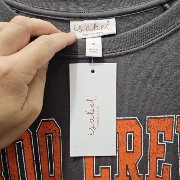 Isabel Maternity Gray Boo Crew Graphic Maternity Sweatshirt NWT size Medium - Picture 3 of 7